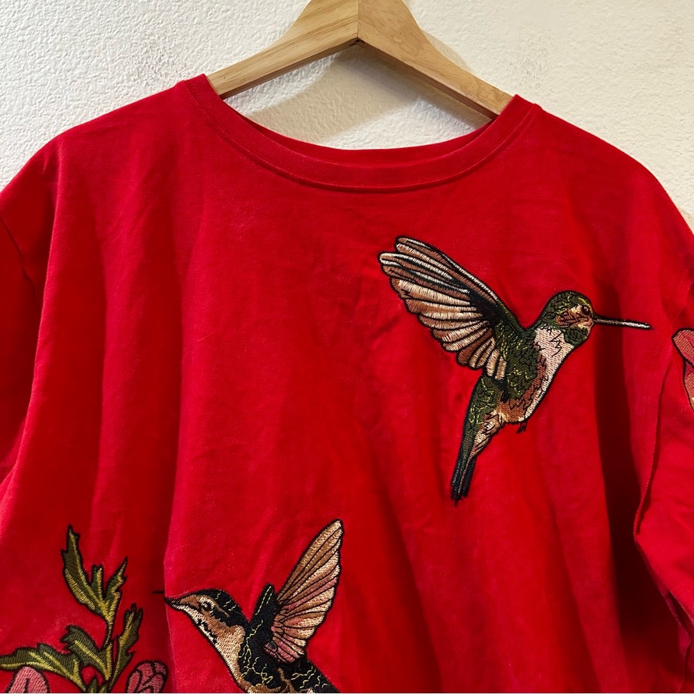 Free People x Denim and Bone Red Hummingbird Tee Size XS - Picture 5 of 12